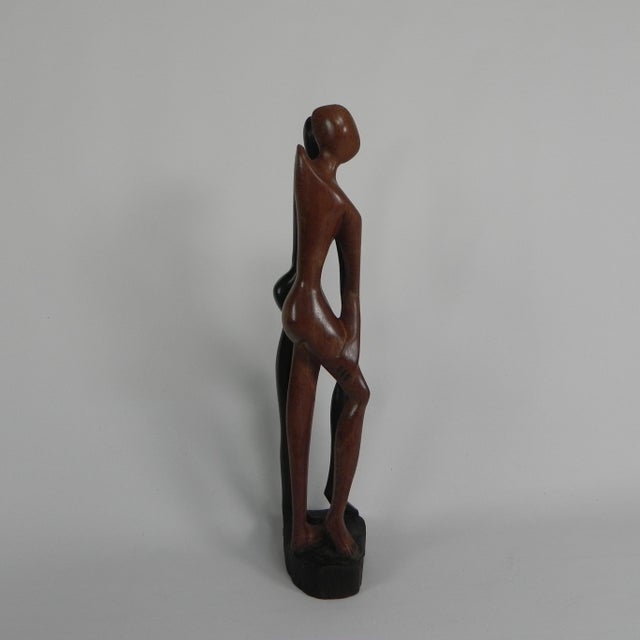 Wood Wooden Statue of Two People, 1950s For Sale - Image 7 of 16