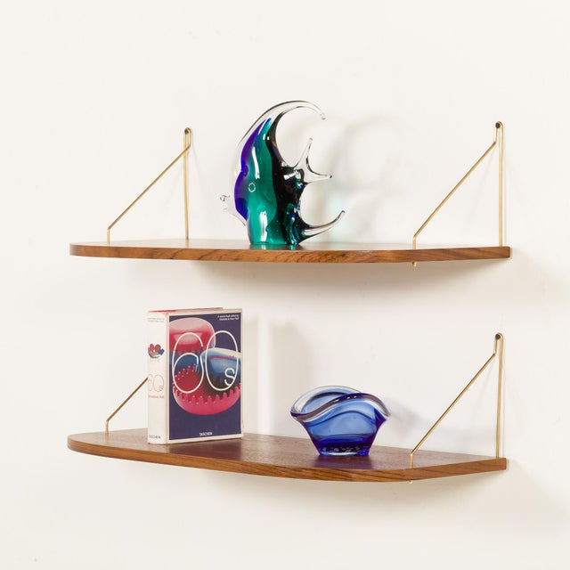 Danish Deep Teak Floating Shelves, 1960s, Set of 2 For Sale - Image 9 of 9