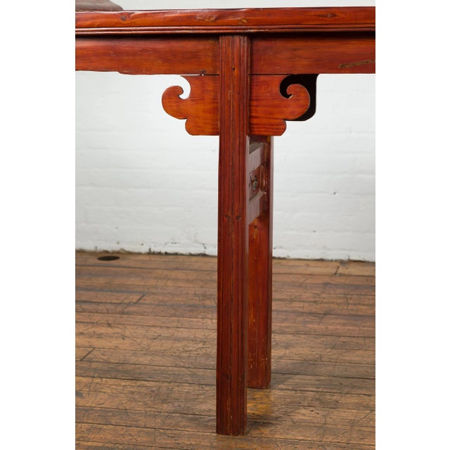 Qing Dynasty Altar Console Table with A Scrolled Wood Apron For Sale - Image 10 of 13