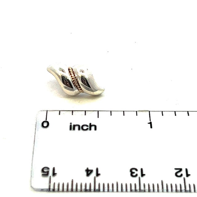 Silver 1990s Tiffany & Co Estate Earrings With Original Back Sterling Silver 14k Gold, 2 Pieces For Sale - Image 8 of 8