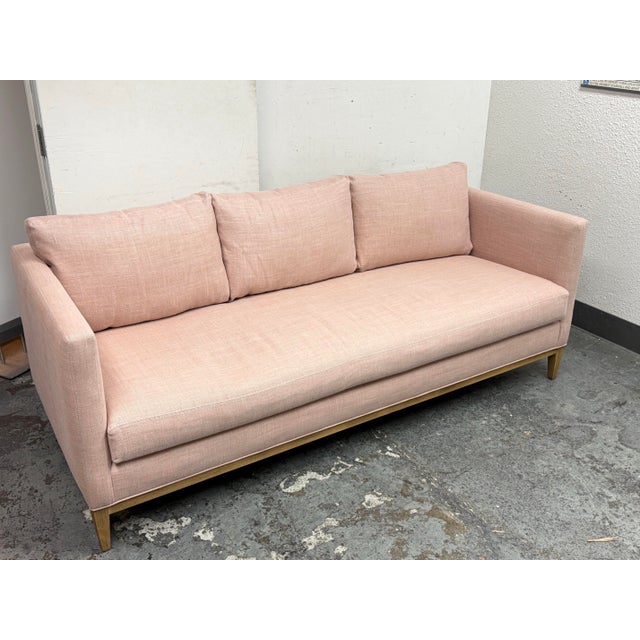 Serena & Lily Barton Linen Arm Sofa, Blush For Sale - Image 10 of 12