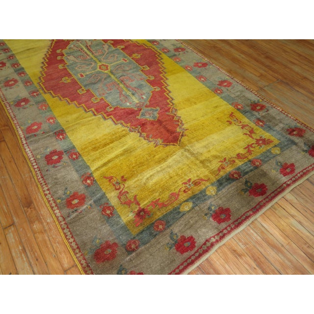 Zabihi Collection Yellow Turkish Gallery Rug For Sale - Image 12 of 12
