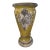 Vintage Olive Green Glazed Heavy Clay Floor Urn Vase With Raised Baroque Medallions – 15”h For Sale