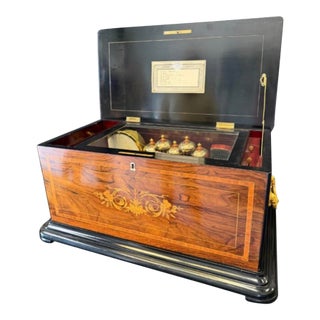 19th-Century Swiss 8-Air Orchestral Cylinder Music Box With Bells, Drum & Castanets For Sale