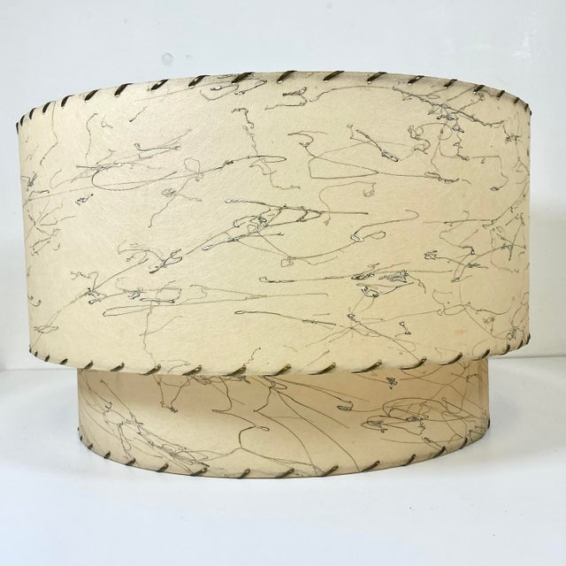 1940s Vintage Boho Chic Arts & Crafts 2-Tier Fiberglass Lamp Shade, Splattered Spaghetti Design For Sale - Image 6 of 9