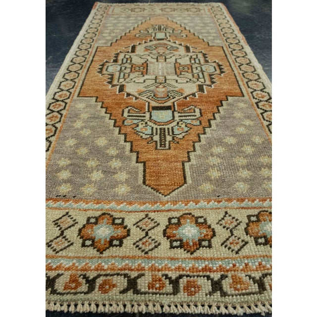 Turkish Turkish Mini Rug Oriental Hand Knotted Vintage Rug 1'8" x 3'5" #16209 For Sale - Image 3 of 8