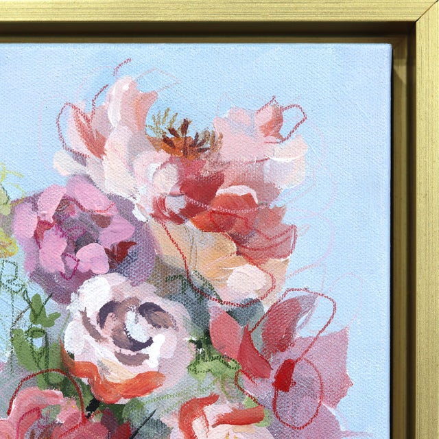 Abstract Flower Study - Framed Abstract Colorful Still Life Mixed Media Art on Canvas Original Artwork by Kellie Newsome For Sale - Image 3 of 9