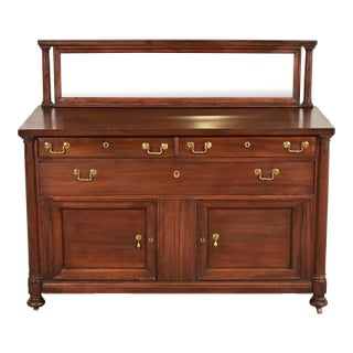 Antique American Empire Mahogany Sideboard With Mirrored Backsplash, Circa 1890s For Sale