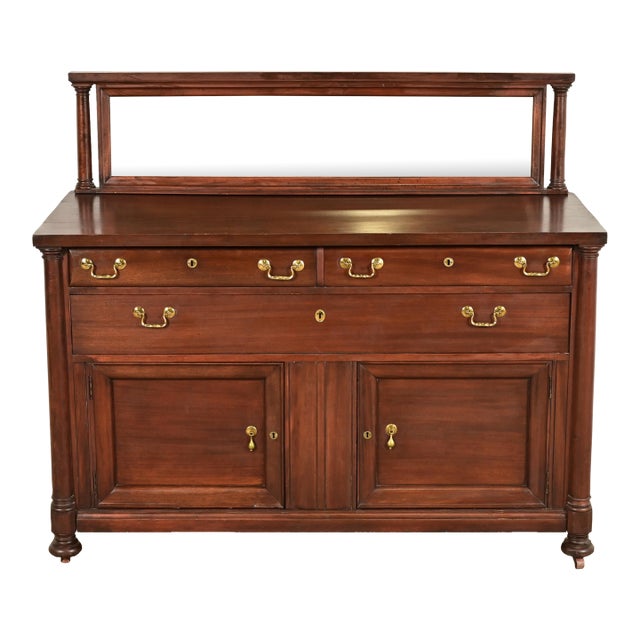 Antique American Empire Mahogany Sideboard With Mirrored Backsplash, Circa 1890s For Sale