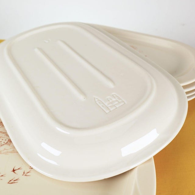 Ceramic White Mill Ceramic Oval Plates, Set of 6 For Sale - Image 7 of 10