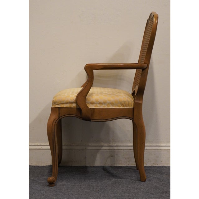 High End Vintage Solid Beech Country French Provincial Cane Back Dining Arm Chair For Sale - Image 4 of 8