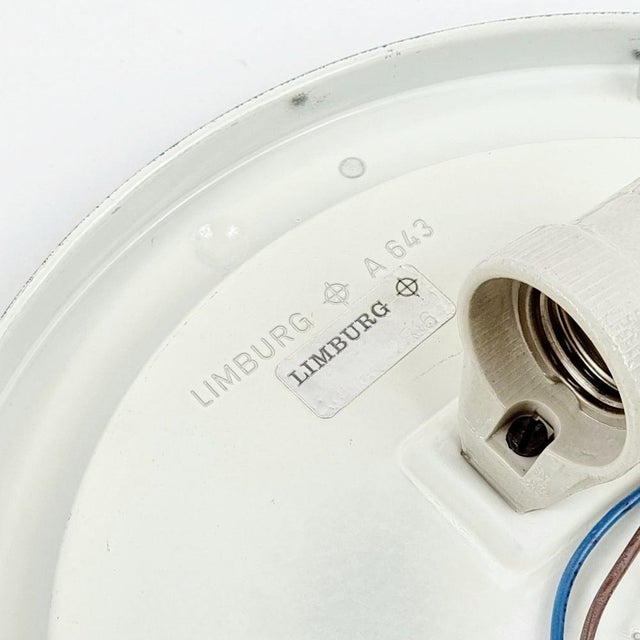 Black Large Mid-Century Modern Glass Flush Mount from Limburg, Germany, 1970s For Sale - Image 8 of 9