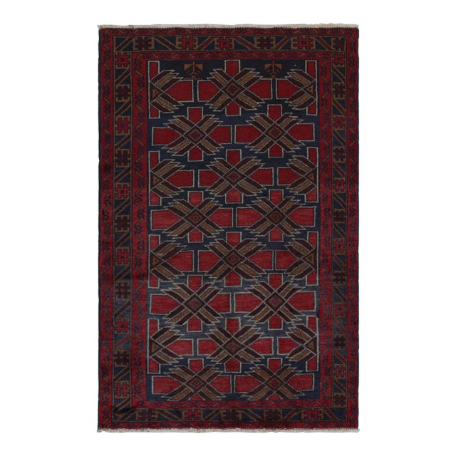 Red Rug & Kilim’s Baluch Tribal Rug With Burgundy and Navy Blue Geometric Patterns For Sale - Image 8 of 8