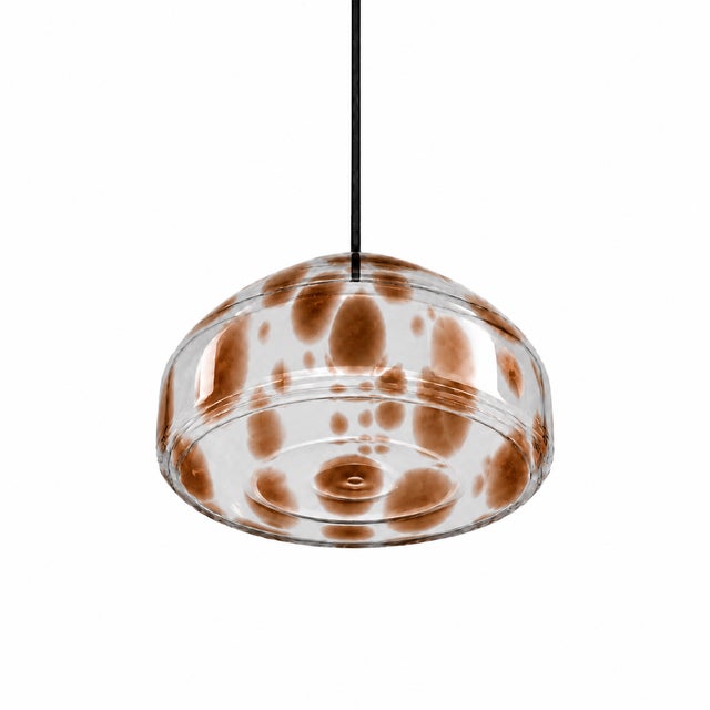 Contemporary Ice Blue Speckled Blown Glass Pendant Light by Artem Zakharchenko-Halytskyi For Sale - Image 3 of 5