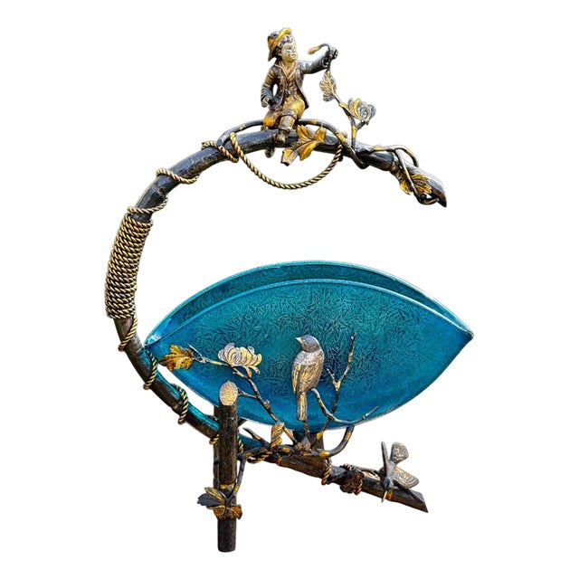 Plant Table in Bronze and Glass For Sale