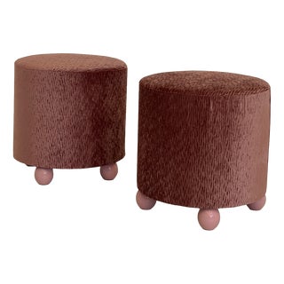 Vintage Poufs in Textile, 1970s, Set of 2 For Sale