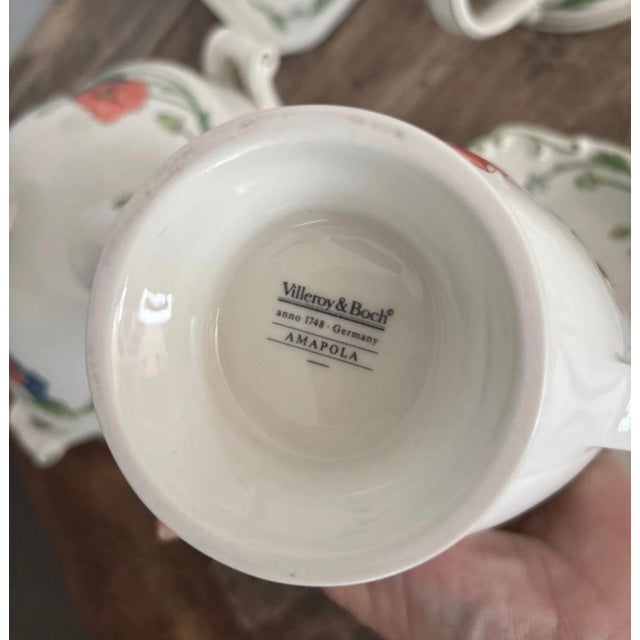 Villeroy and Boch gravy boat and plate. Pettern is Amapola and was introduced in 1981.