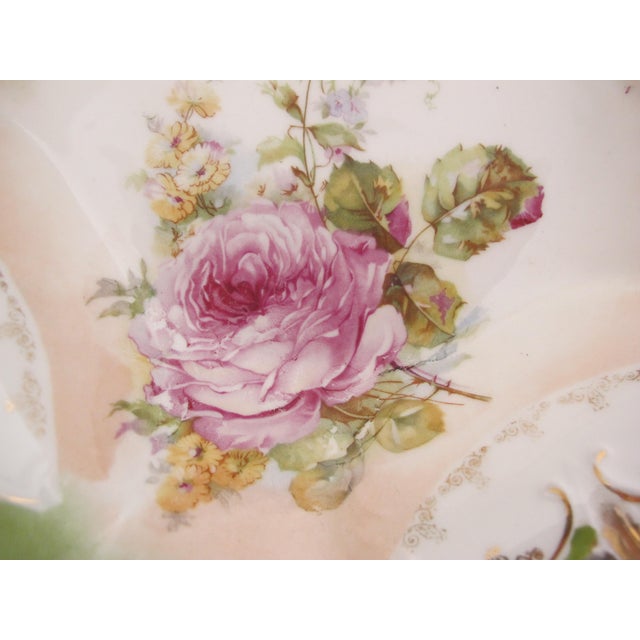 Vintage Gold Trimmed Porcelain Floral Bowl For Sale - Image 4 of 9