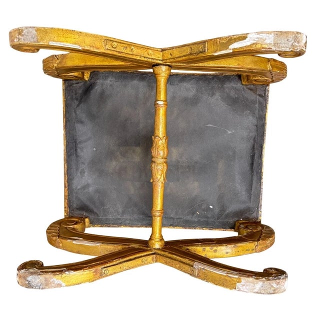 Antique French Empire Curule Vanity Foot Stool Seat W Pillows For Sale In Chicago - Image 6 of 16