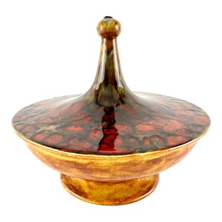 1960's Mid Century Ceramic Glazed Pottery Candy Dish For Sale