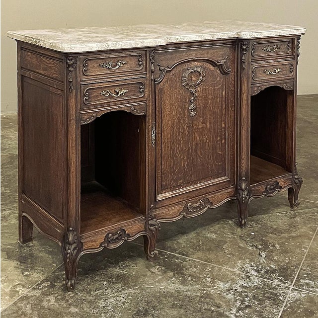 Antique French Louis XV Display Buffet With Travertine Top For Sale In Dallas - Image 6 of 18
