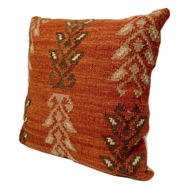 Vintage Red Carpet Handwoven Decorative Geometric Throw Pillow For Sale - Image 11 of 12