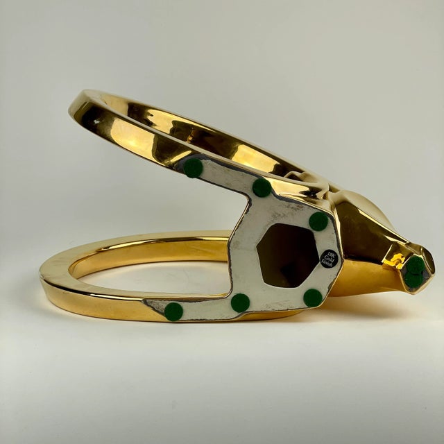 1980s Vintage 18k Gold Gilded Ceramic Ram Head Sculpture by Jaru - Circa 1980's For Sale - Image 5 of 13