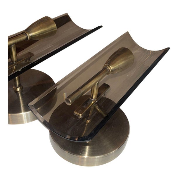 Cristal Arte Pair of Cristal Arte Smoky Glass Italian Sconces 1960s For Sale - Image 4 of 10