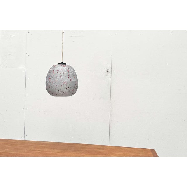 Mid-Century Modern German Space Age Glass Pendant Lamp with Red Paint Splashes, 1960s For Sale - Image 11 of 18