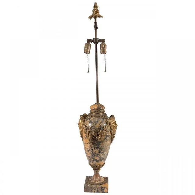 Antique Louis XV Style Table Lamp in The Rococo Revival Designed in 19th Century France with Original Dramatic Gilt Bronze...