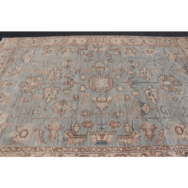 Early 21st Century Afghanistan Tabriz Rug With Pale Blue Field and Soft Floral Design For Sale - Image 5 of 18