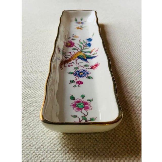 Gold Antique Hammersley Fine Bone China Pen Tray, Bird of Paradise Chinoiserie, Gold Rim, Made in England, Circa 1900–1920 For Sale - Image 8 of 15