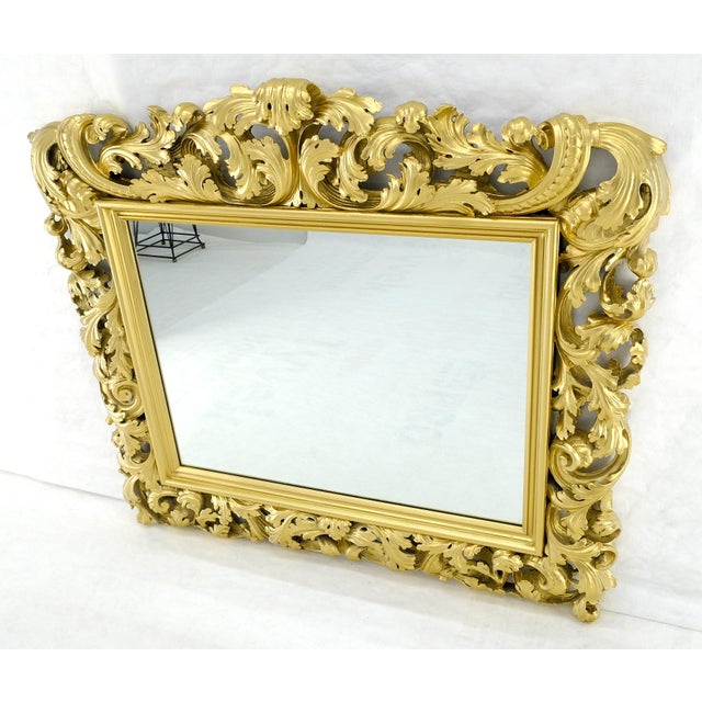 Wood Massive Large Heavy carved Gold Gilt Frame Wall Mirror Regency Style For Sale - Image 7 of 17