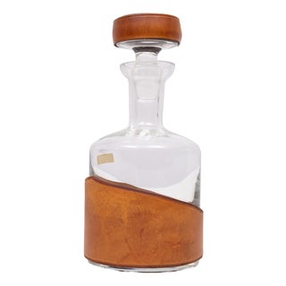 Hand Blown Leather Rapt Whiskey Bottle by Krosno, Poland, 2000 For Sale