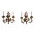 Pair of Mid-Century Italian Tole and Porcelain Floral Three-Light Wall Sconces For Sale