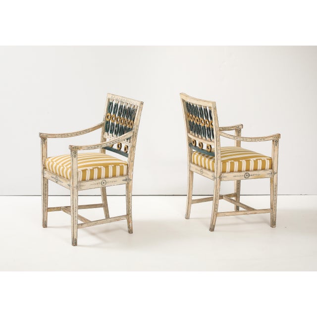 Wood Pair of 18th Century Swedish Polychrome Chairs For Sale - Image 7 of 14