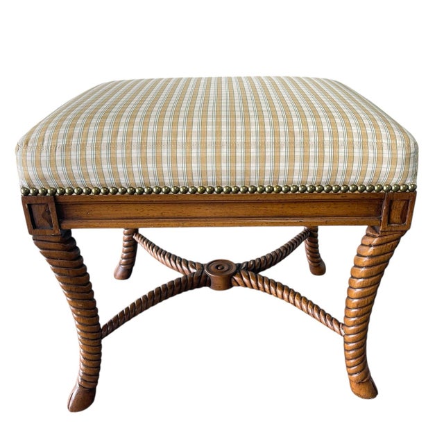 Early 21st Century William Switzer Barley Twist Ottoman With Hooved Feet For Sale - Image 5 of 15