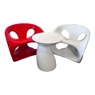 Kundalini Hara Chairs by Giorgio Gurioli (2002) and Side Table 3 Piece Set. For Sale