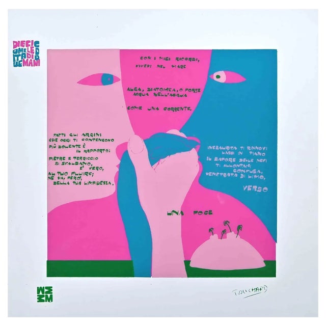 Ennio Pouchard, Una Foce: Diecicomeleditadid, Screen Print on Acetate, 1973 For Sale
