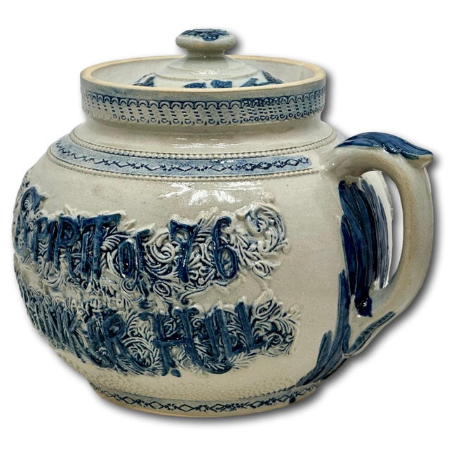 Ceramic Antique American Stoneware Boston Home the of the Bean & Spirit of 76 Bunker Hill Baked Bean Pot in Pristine Condition For Sale - Image 7 of 18