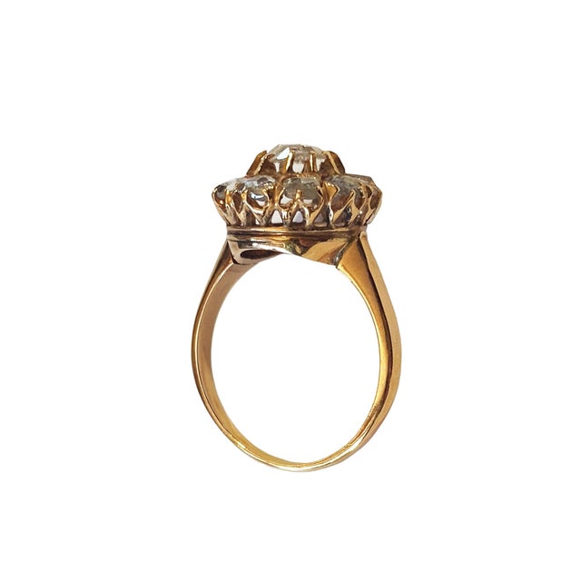 1920s 1920's 14k Yellow Gold Rose Cut Diamond Ring Size 4 For Sale - Image 5 of 12