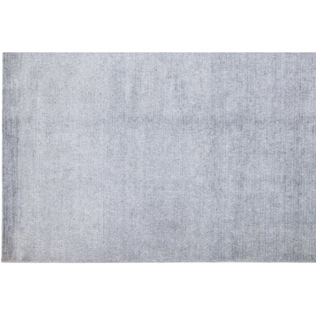2020s Stripe Modern Apadana's Groove Handmade Bamboo/Silk Rug in Gray Tones For Sale - Image 4 of 7