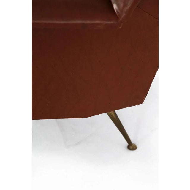 Italian Faux Leather Armchair with Brass Legs, 1950s For Sale - Image 12 of 17