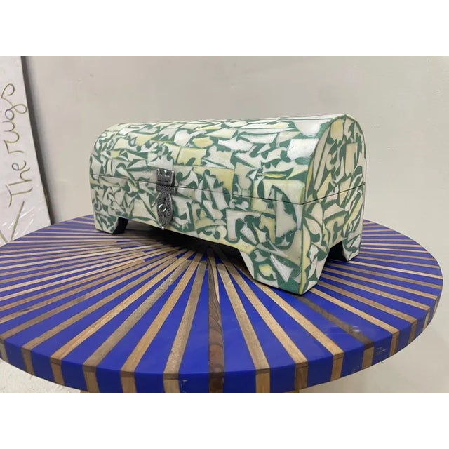 Plastic Handmade Wooden Box With Metal and Resin–Unique Decorative Storage Chest for Jewelry & Keepsakes For Sale - Image 7 of 8