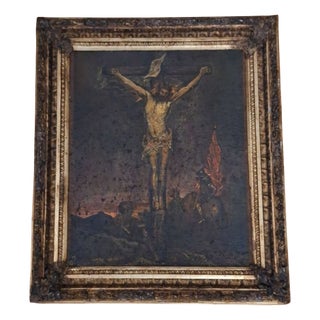 After Lucas Cranach the Elder, Crucifixion with Centurion, 1800s, Oil on Canvas & Wood For Sale
