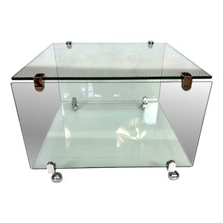 Minimalist Glass and Chrome Side Table attributed to Draenert, West Germany, 1960s For Sale