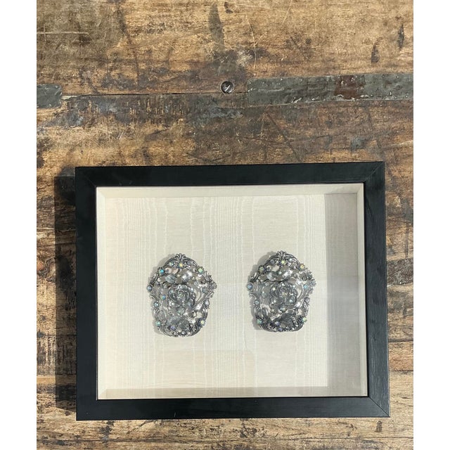 Vintage 1940s Rhinestone Shoe Clips in Shadowbox For Sale In West Palm - Image 6 of 12