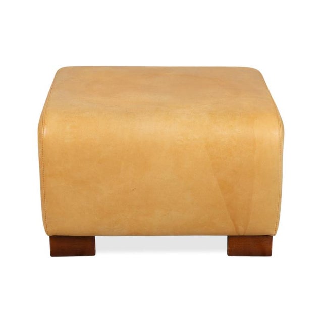 Animal Skin Cognac Leather Ottoman from Machalke For Sale - Image 7 of 9