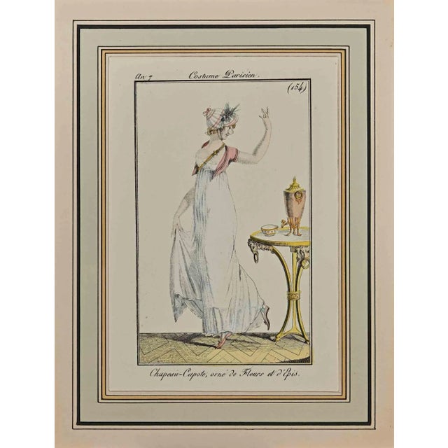 Chapeau-Capote is an Original Etching Hand Watercolored series "Costumes Parisiens" published in 1797 by the Journald des...