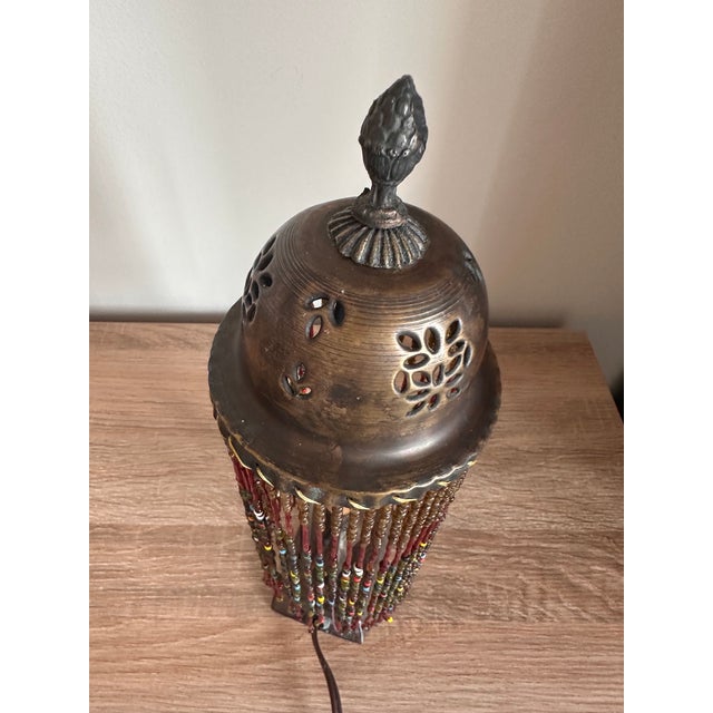 Vintage Middle Eastern-Style Camel Table Lamp With Colorful Glass Bead ...